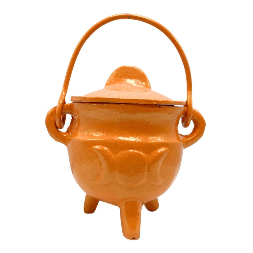 Pickwick & Sprout | Cast Iron Cauldron with Lid - Orange, Small