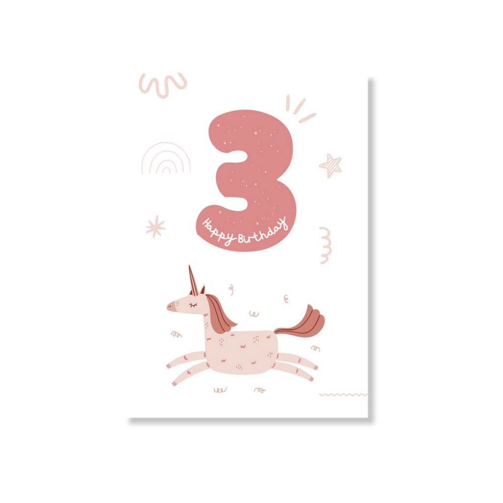 Zae + K | Greeting Card Third Birthday - Unicorn