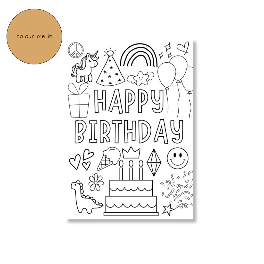 Zae + K | Greeting Card Birthday - HBD Colour Me In
