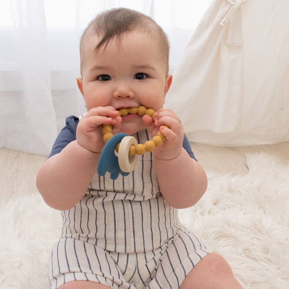 Playground I Silicone Elephant Teether Ring - Steele Blue