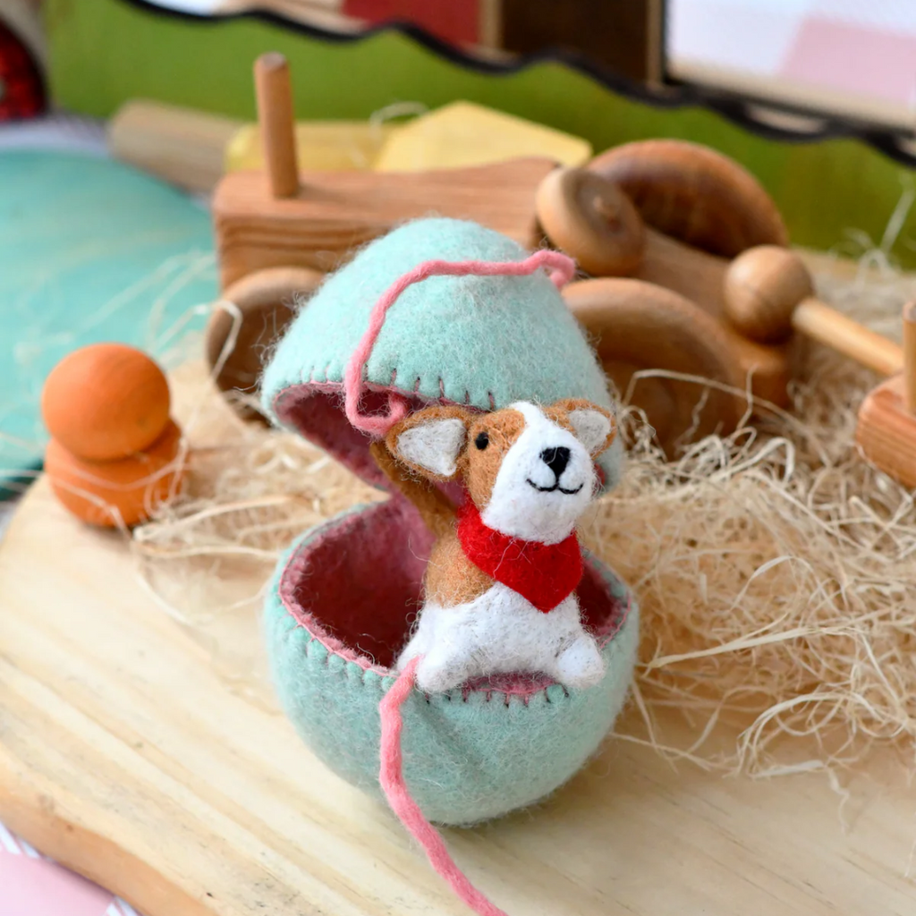 Tara Treasures | Felt Surprise Egg - Corgi Puppy