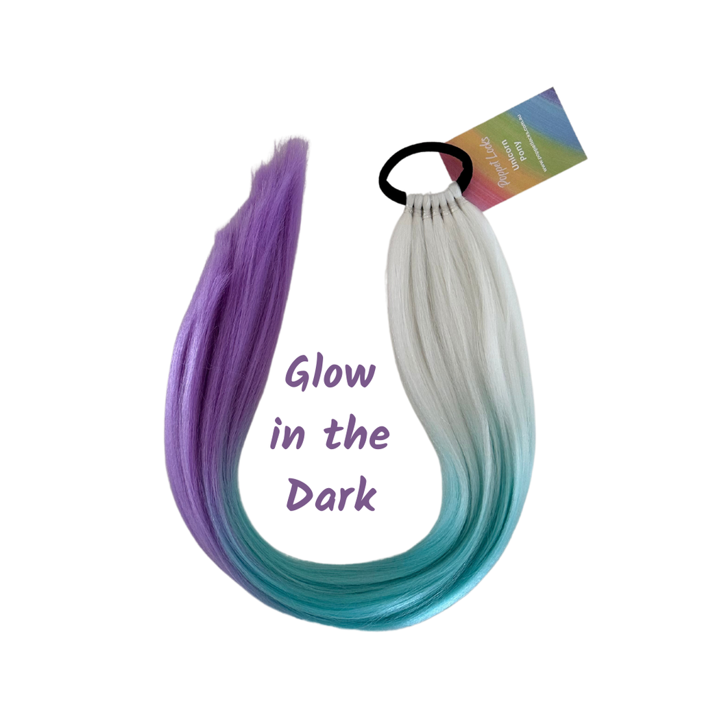 Poppet Locks I Ultra Unicorn Pony - Glow in the Dark (White/Aqua/Purple)  - 26”