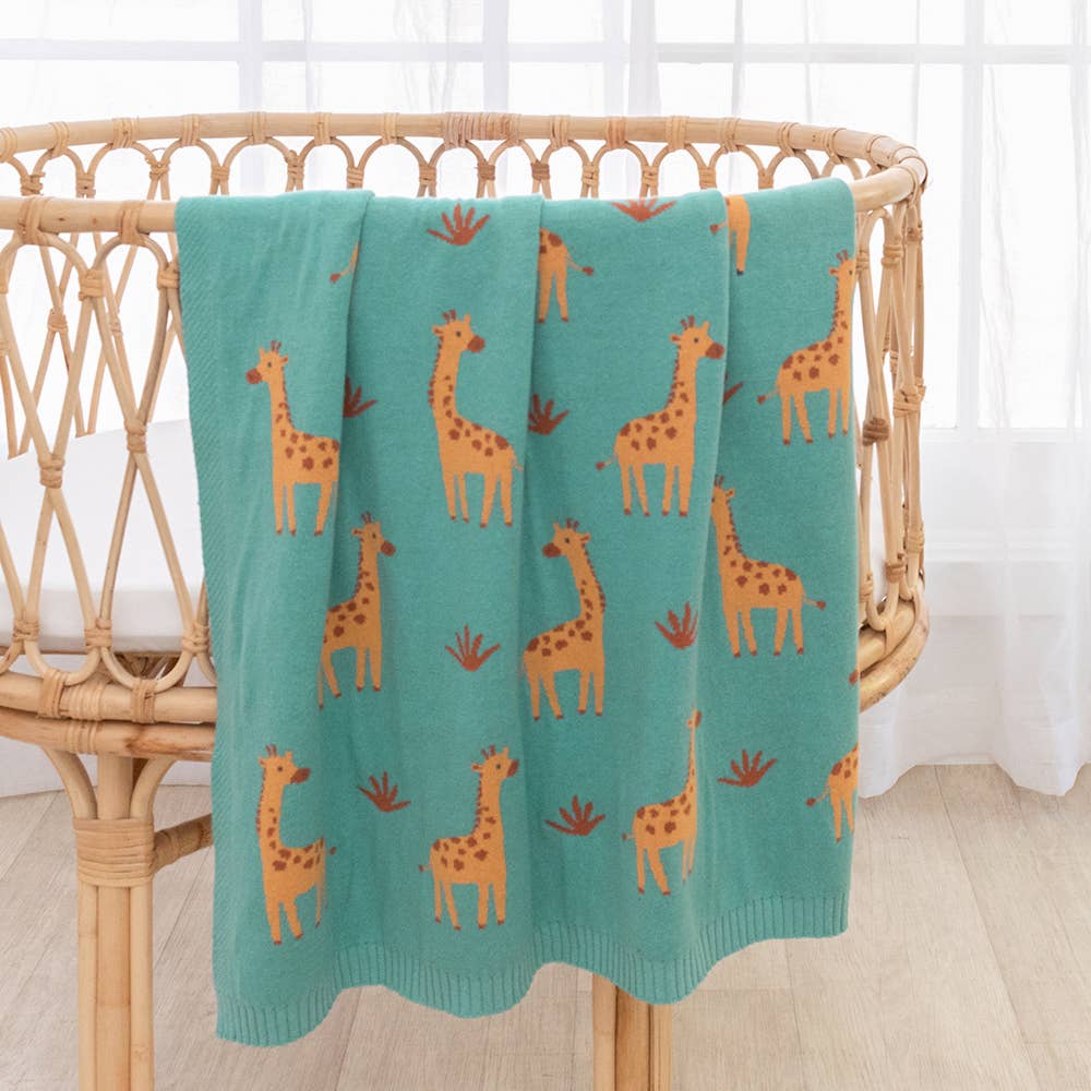 Living Textiles I 100% Cotton Knit Baby Blanket -Giraffe