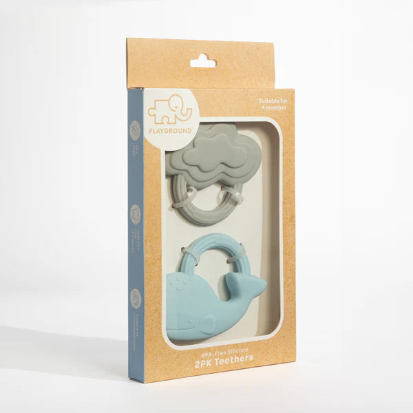 Playground | Silicone Teether - Whale & Cloud 2pk