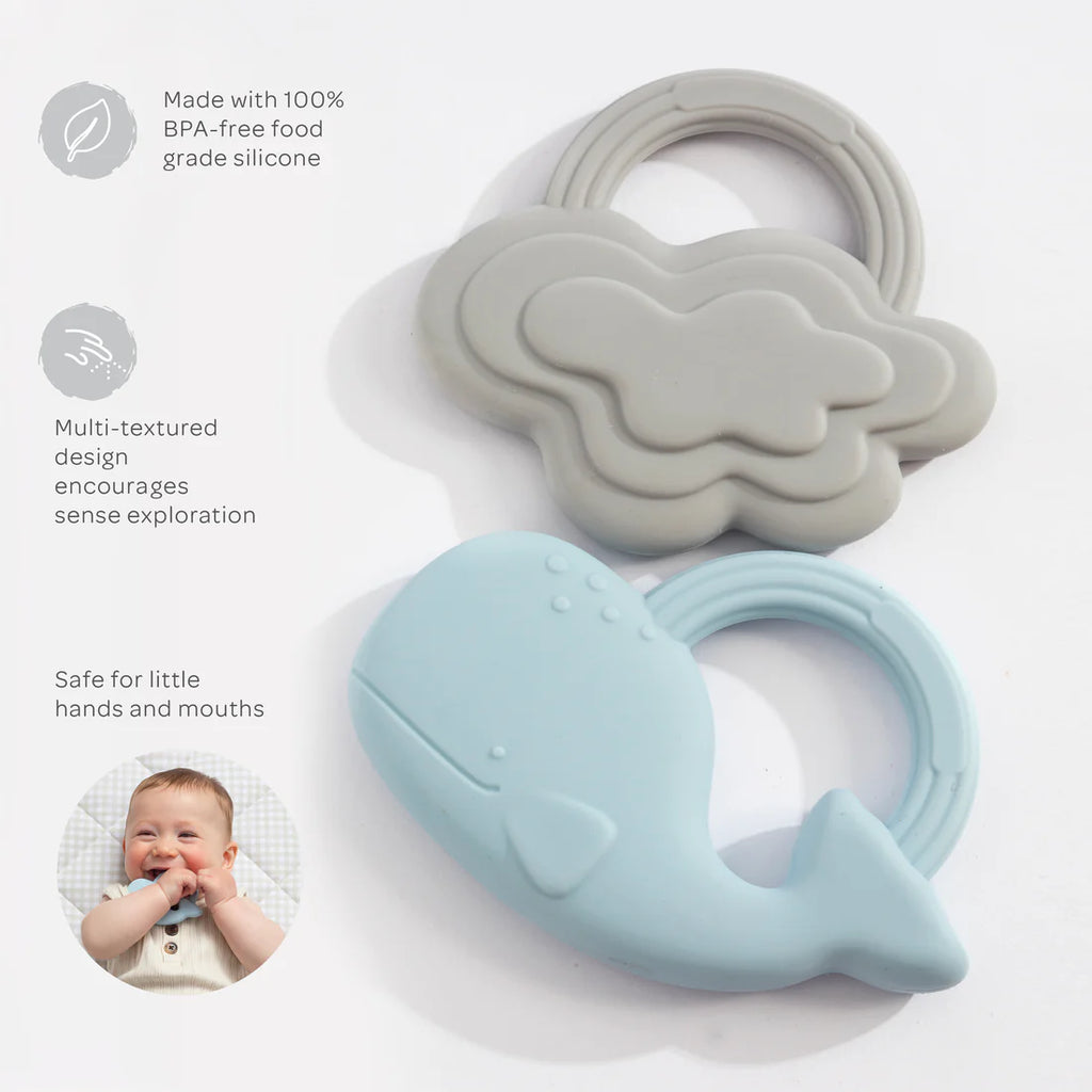 Playground | Silicone Teether - Whale & Cloud 2pk