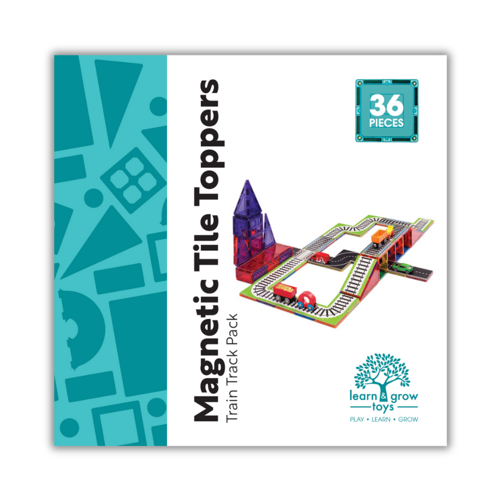 Learn & Grow | Magnetic Tile Topper - Train Pack 36pc