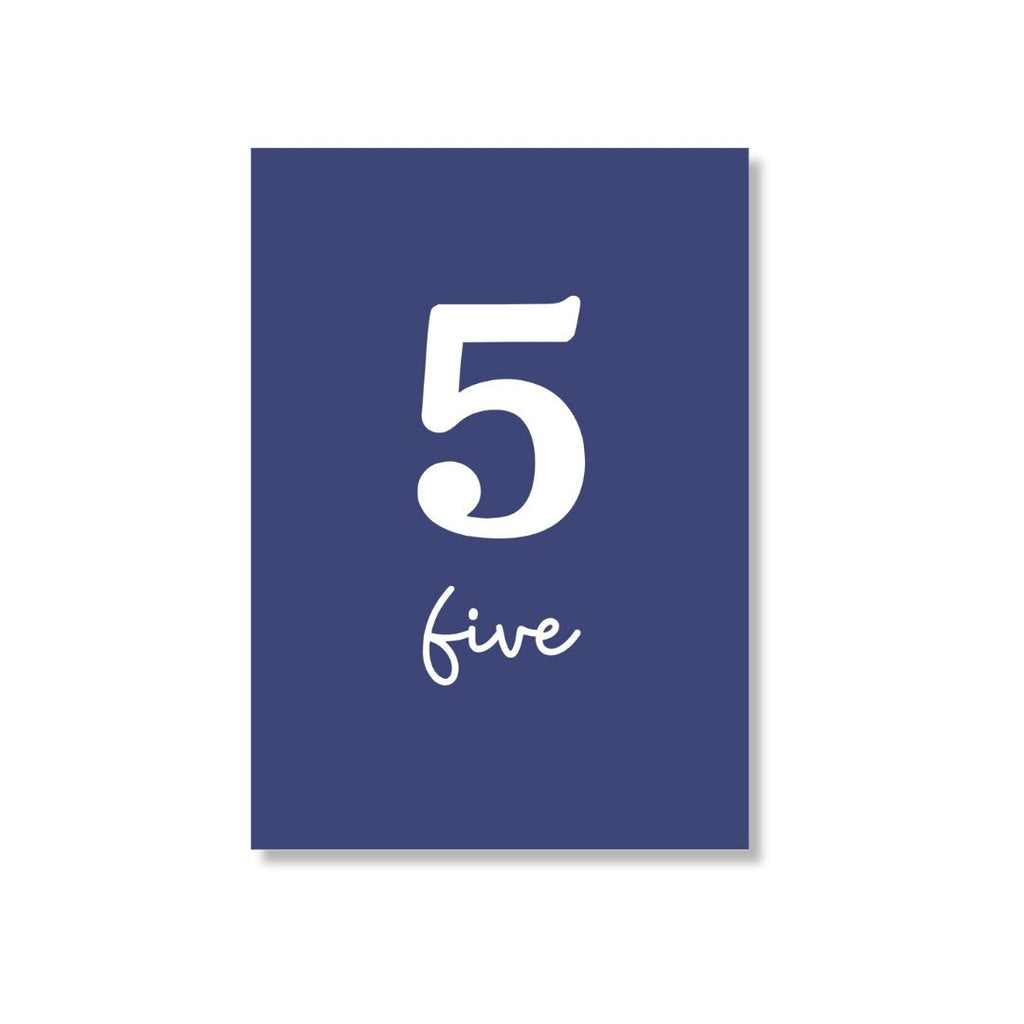 Zae + K | Greeting Card Fifth Birthday -Navy