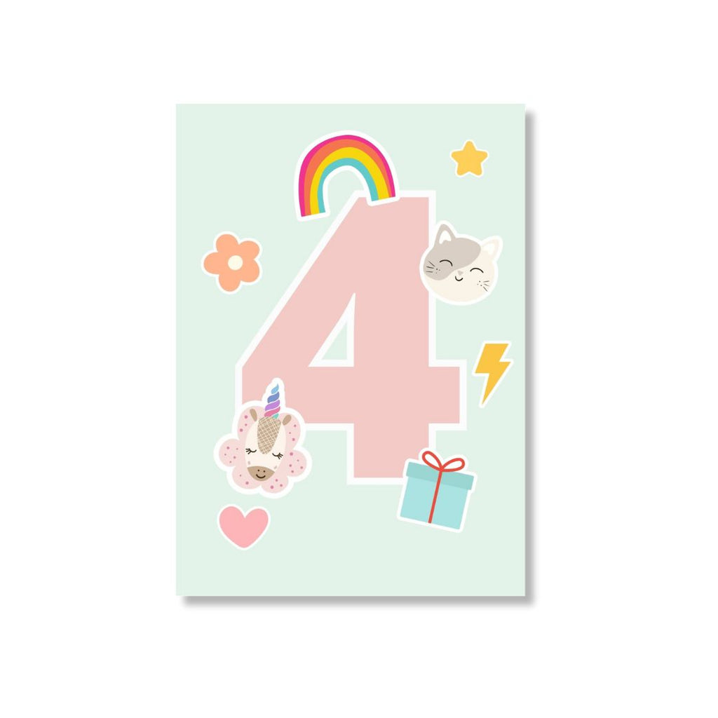 Zae + K | Greeting Card Fourth Birthday - Party Time