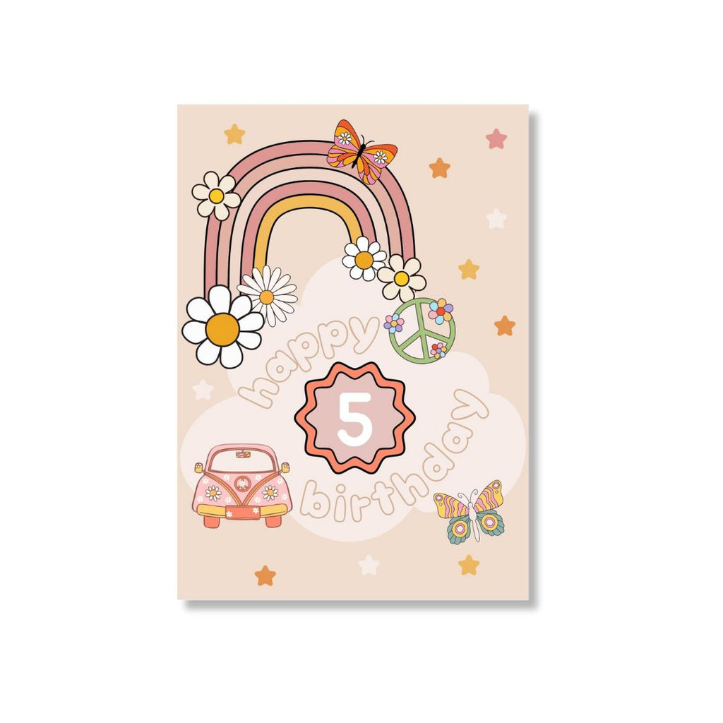 Zae + K | Greeting Card Fifth Birthday - Hippie