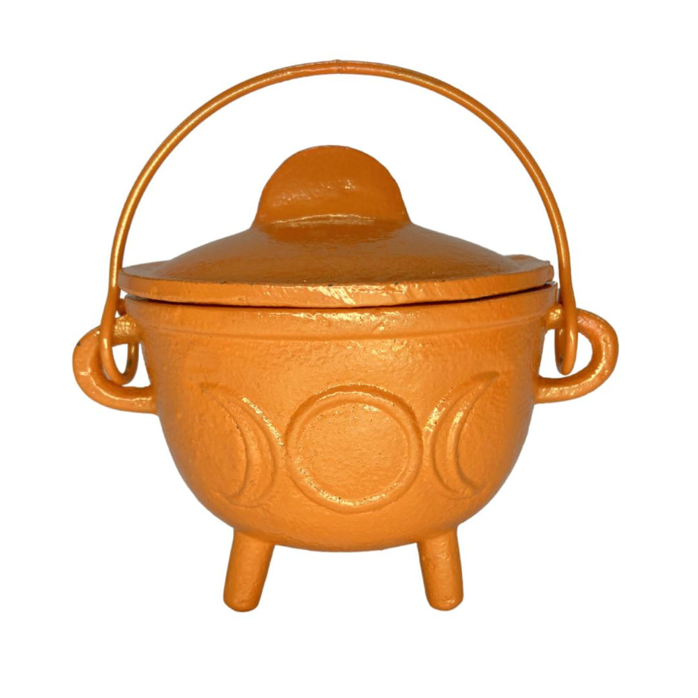 Pickwick & Sprout | Cast Iron Cauldron with Lid - Orange, Medium