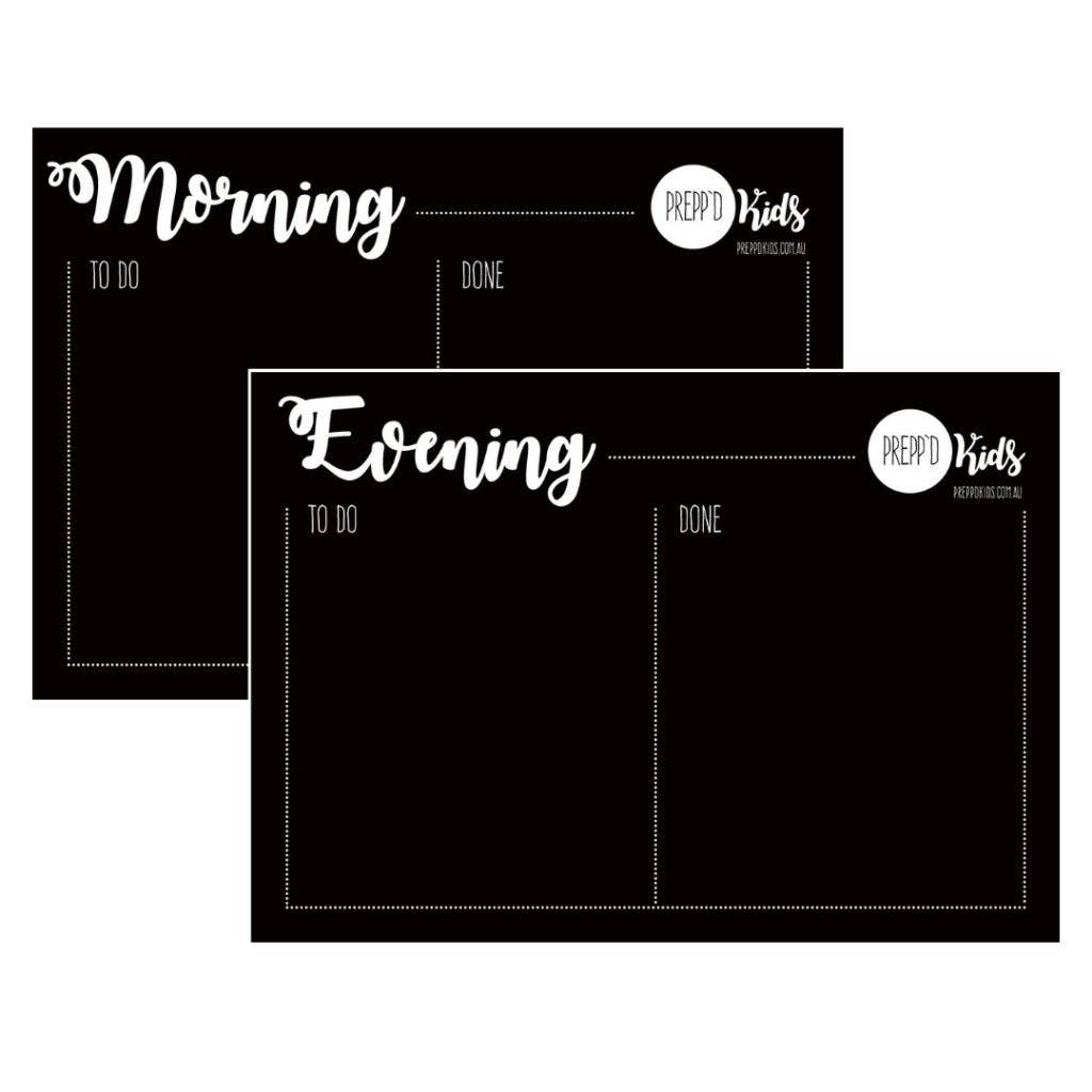 Prepp'd Kids I Morning & Evening Routine Chart Set (A4)