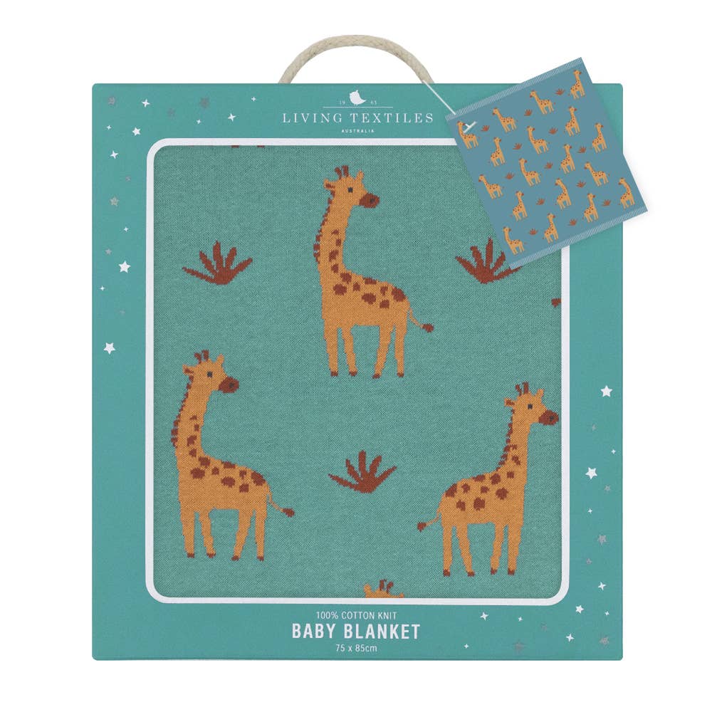 Living Textiles I 100% Cotton Knit Baby Blanket -Giraffe