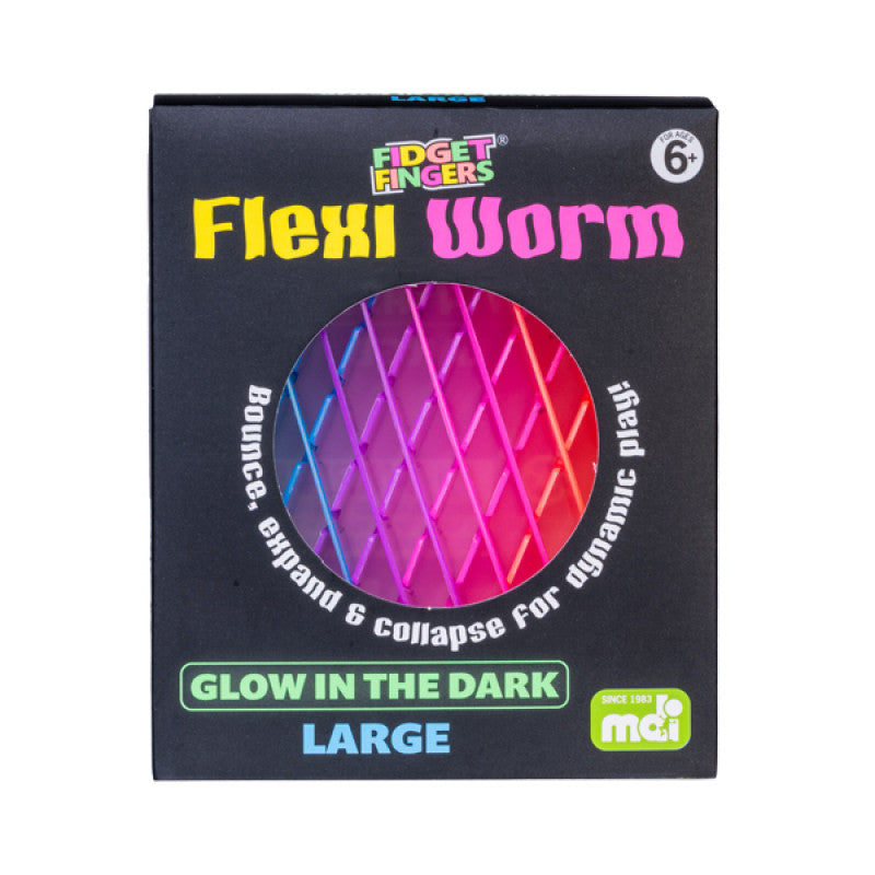 Fidget Fingers I Flexi Worm - Glow in the Dark - Lrg