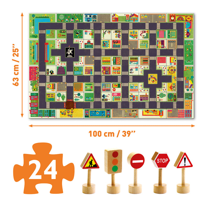 Djeco I City Road 24pc Giant PopToPlay Puzzle