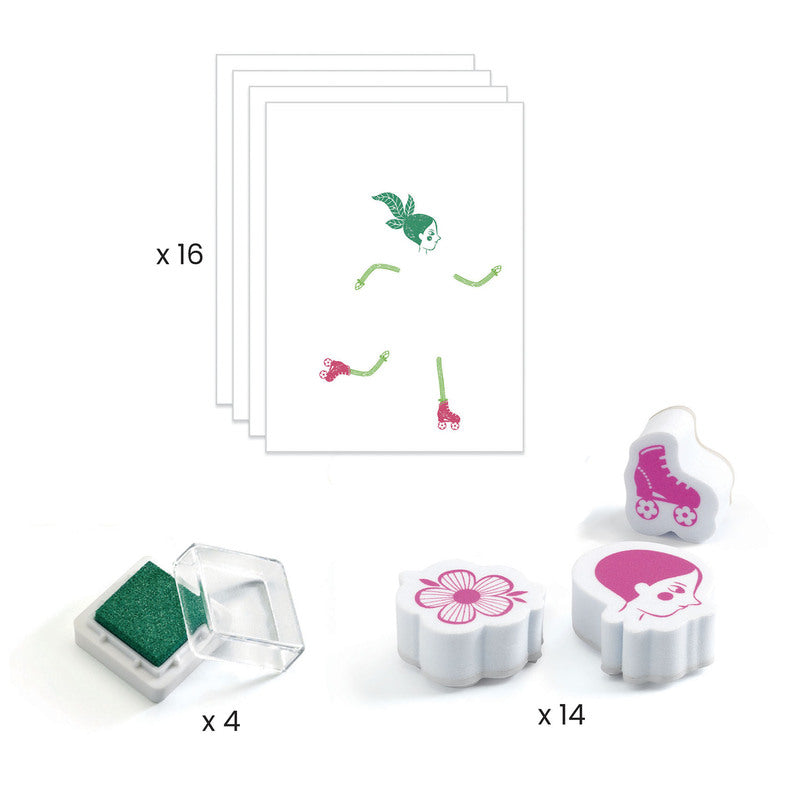 Djeco | Flower Girls Stamp Set