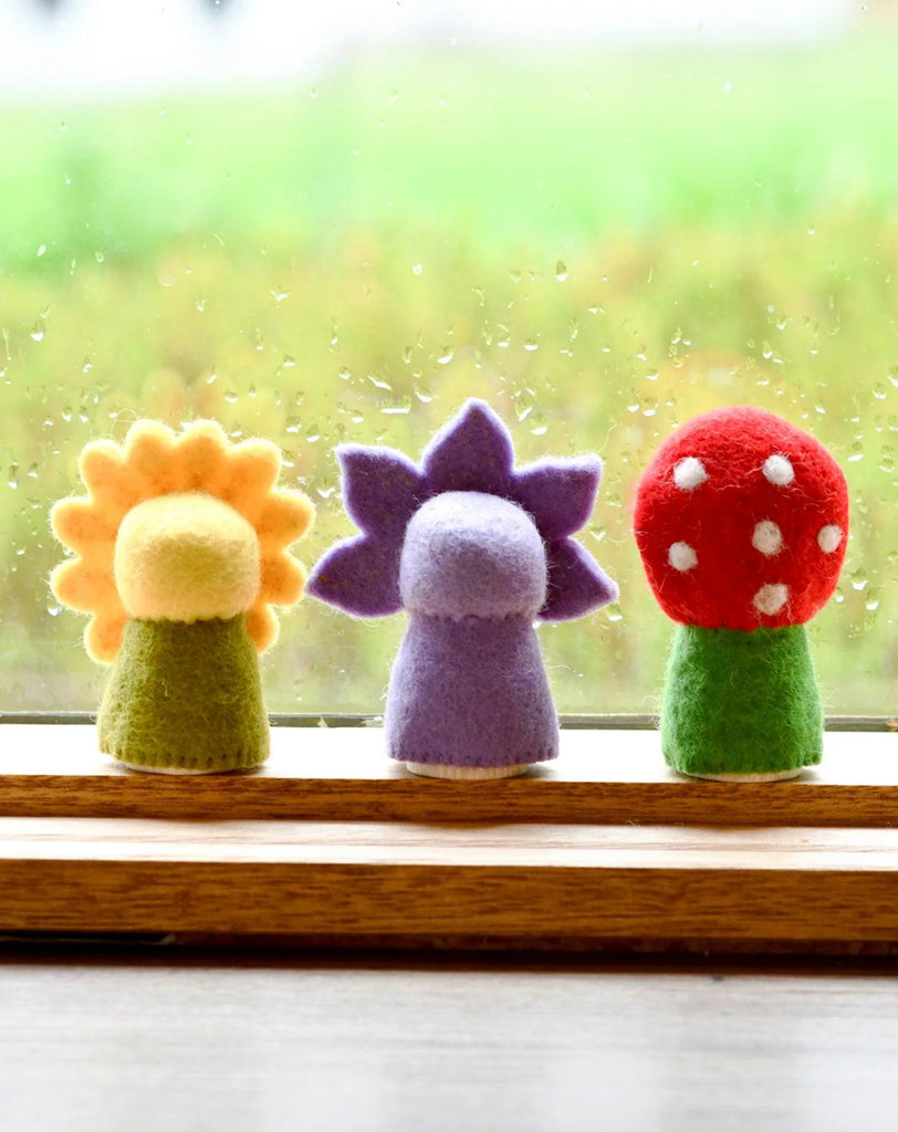 Tara Treasures | Woodlands Peg Dolls Set - Sunflower, Iris and Toadstool