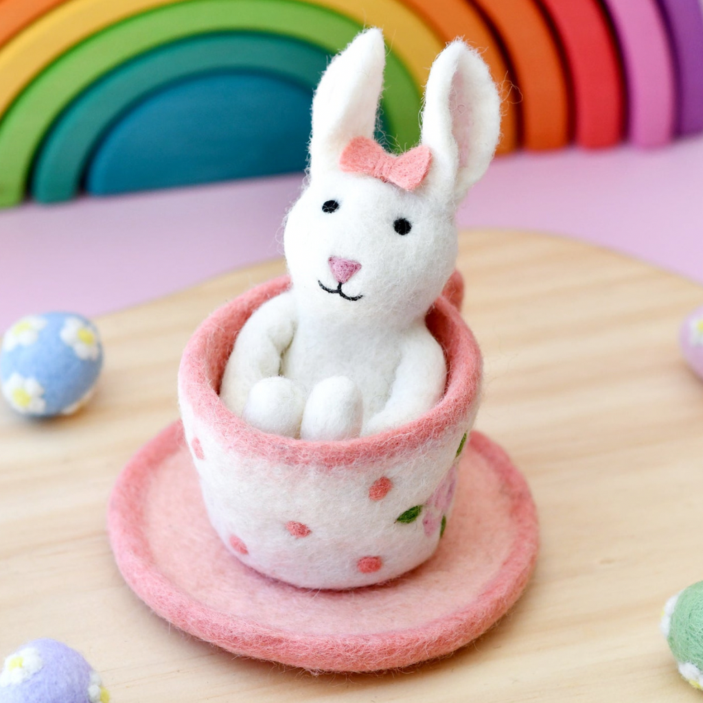 Tara Treasures | Felt Rabbit in Teacup