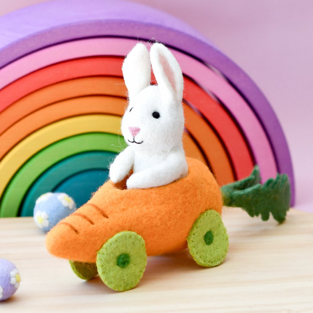 Tara Treasures | Felt Rabbit in Carrot Car