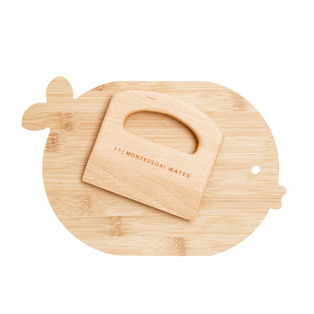 Montessori Mates I Wooden Cutting Board & Knife Set