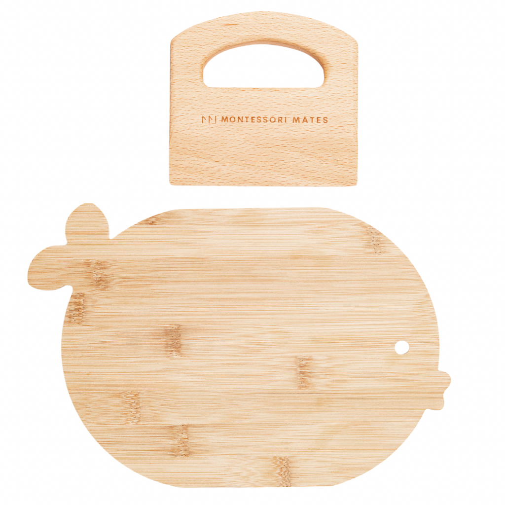 Montessori Mates I Wooden Cutting Board & Knife Set