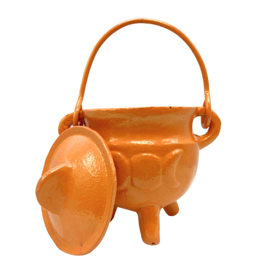 Pickwick & Sprout | Cast Iron Cauldron with Lid - Orange, Small