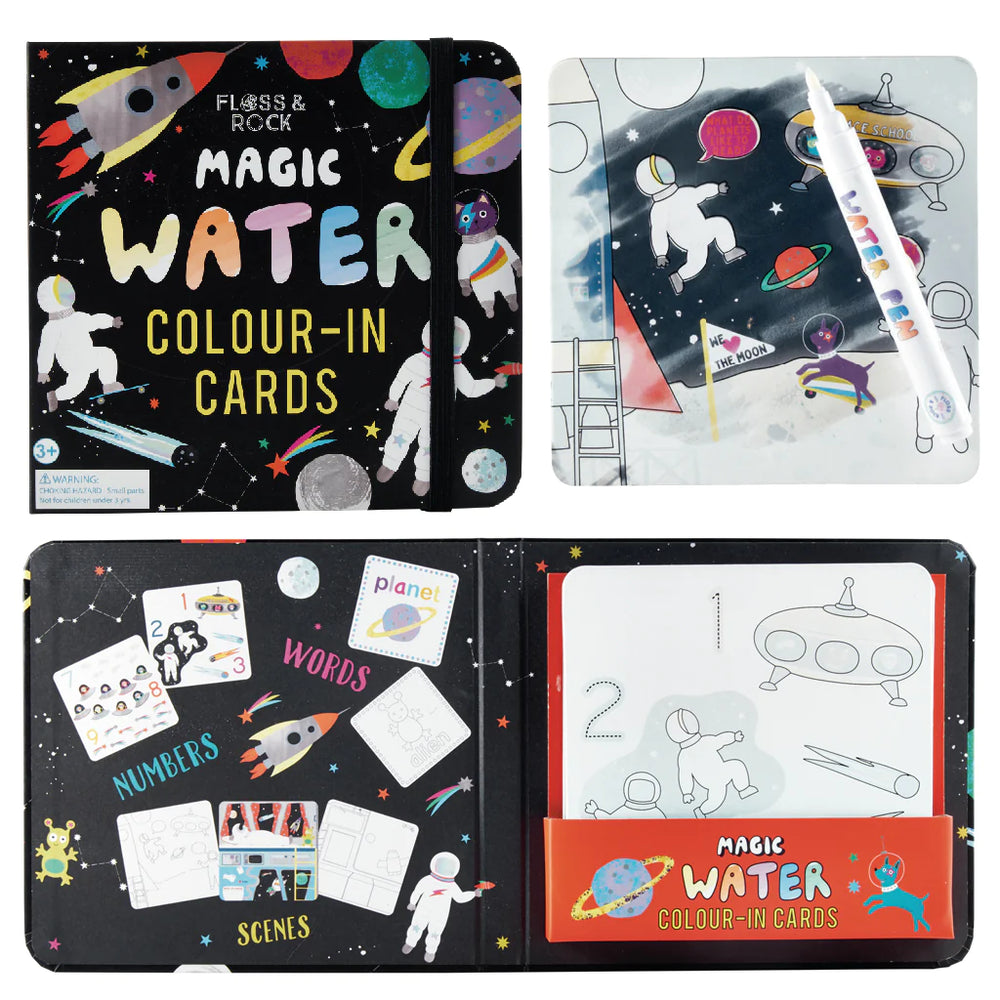 Floss & Rock | Magic Water Colour-in Cards - Space
