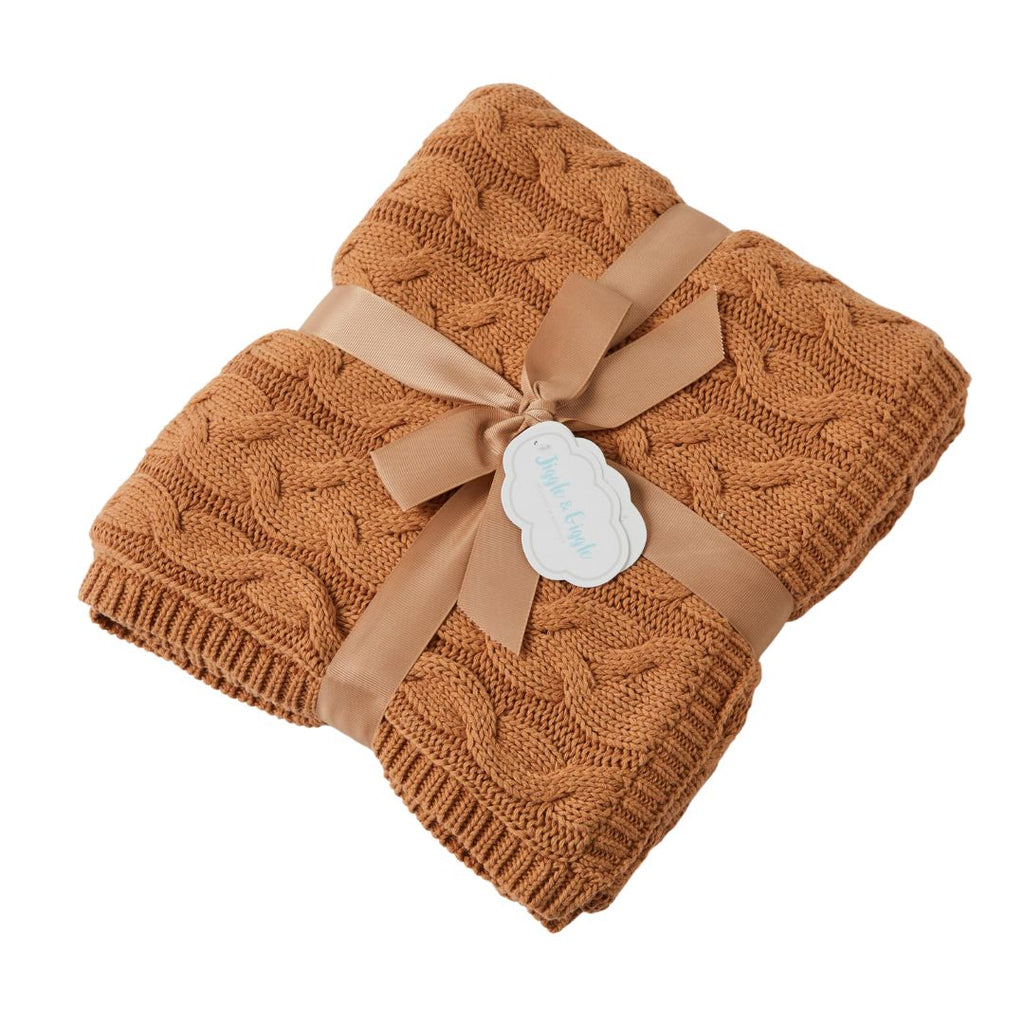 Jiggle & Giggle | Cable Knit Baby Blanket - Biscuit