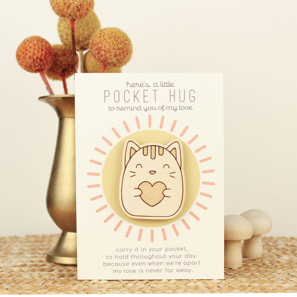 Oh, Little Wren | Wooden Pocket Hug - Cat