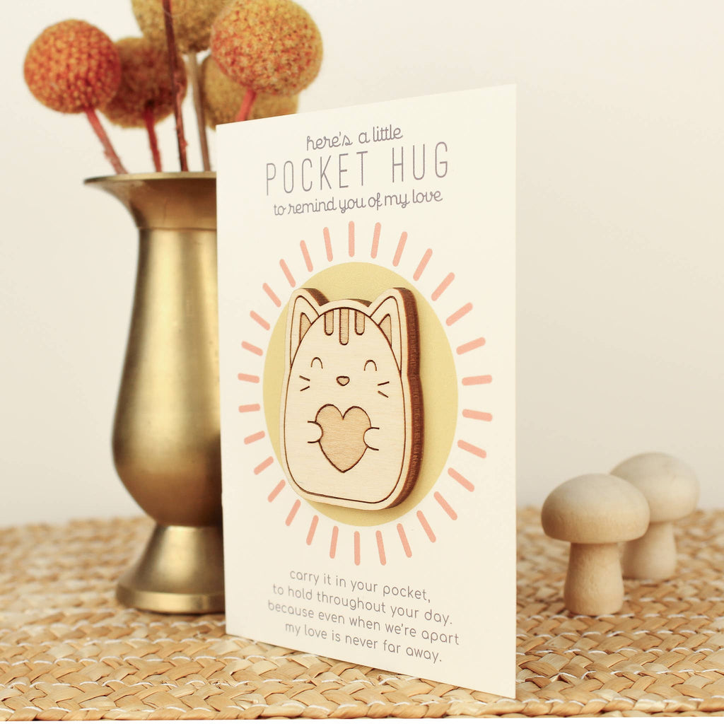 Oh, Little Wren | Wooden Pocket Hug - Cat