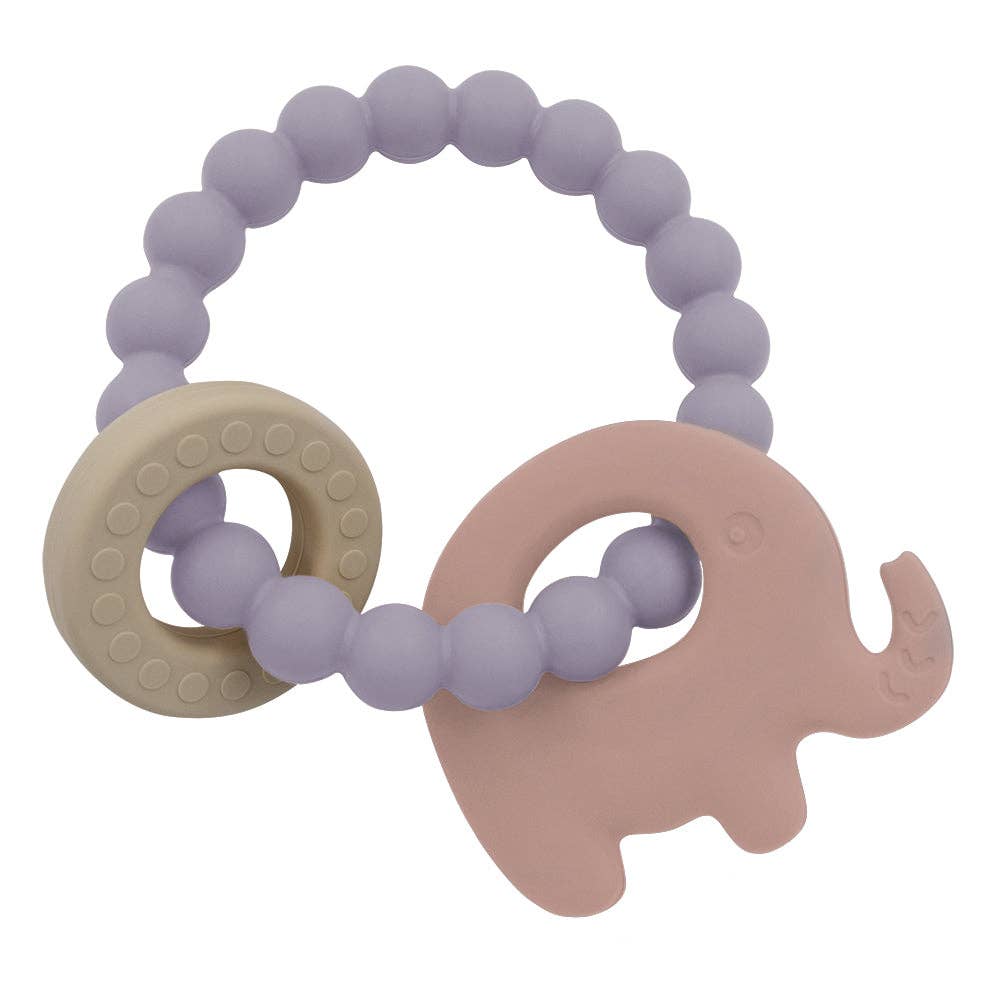 Living Textiles I Silicone Elephant Teether Ring - Lilac