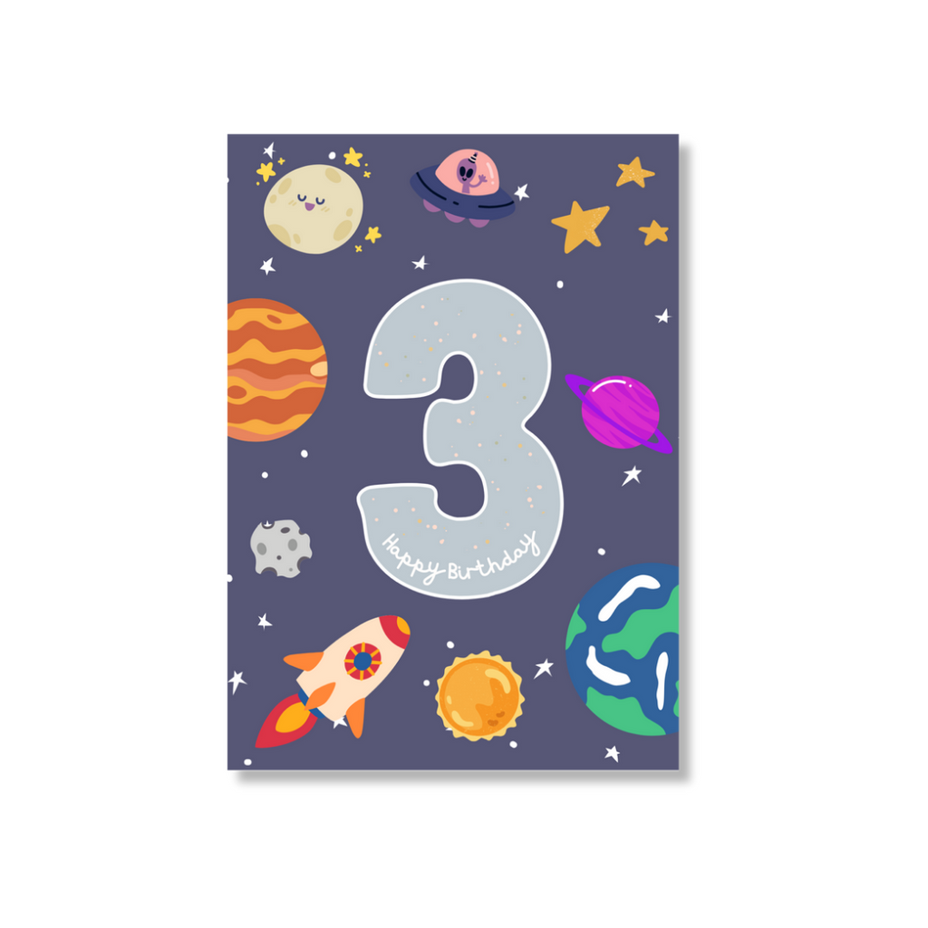 Zae + K | Greeting Card Third Birthday - Space