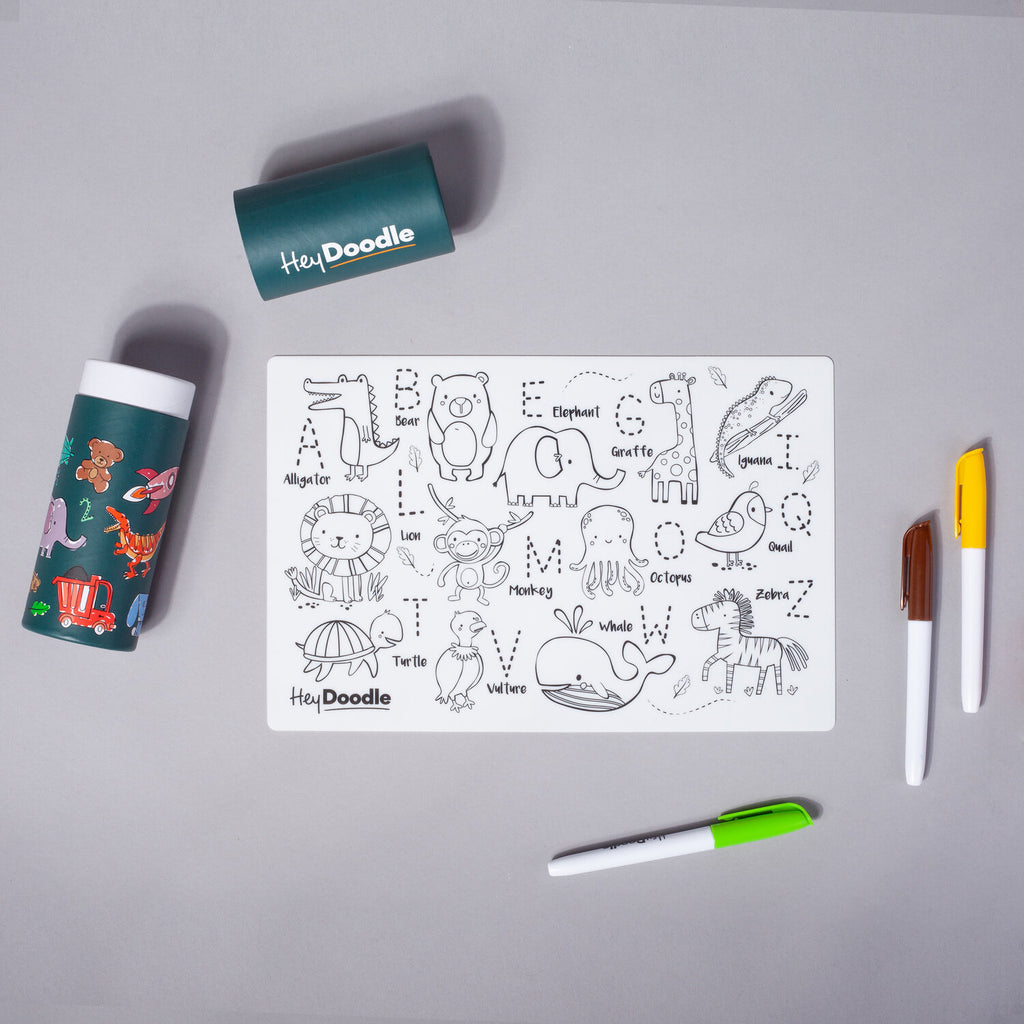 Hey Doodle | Mini Colouring Mat - ABC Into The Wild