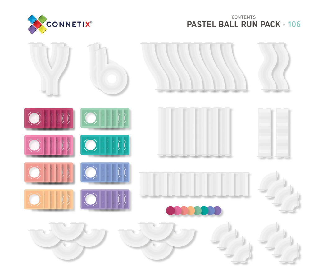 Connetix | Pastel 106 Piece Magnetic Ball Run