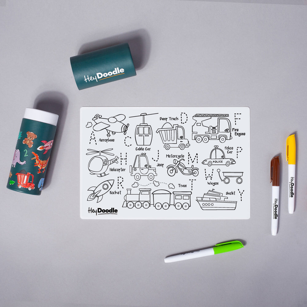 Hey Doodle | Mini Colouring Mat - Toot Toot Honk