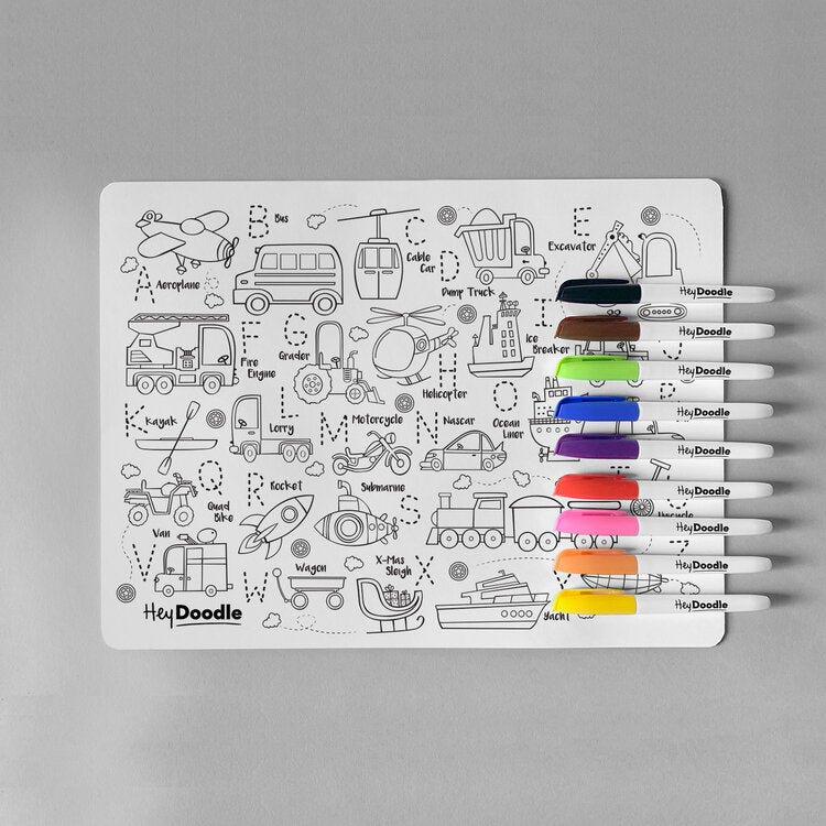 Hey Doodle | Colouring Mat - Toot Toot Honk Honk